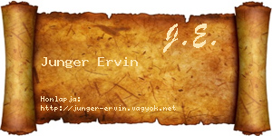 Junger Ervin névjegykártya